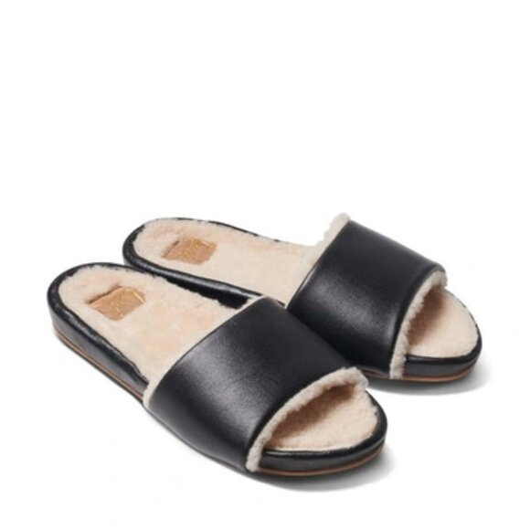 NEW BEEK Made In Mexico Leather Gallito Shearling Slide  women Sandals 925 7t3 - Picture 2 of 7